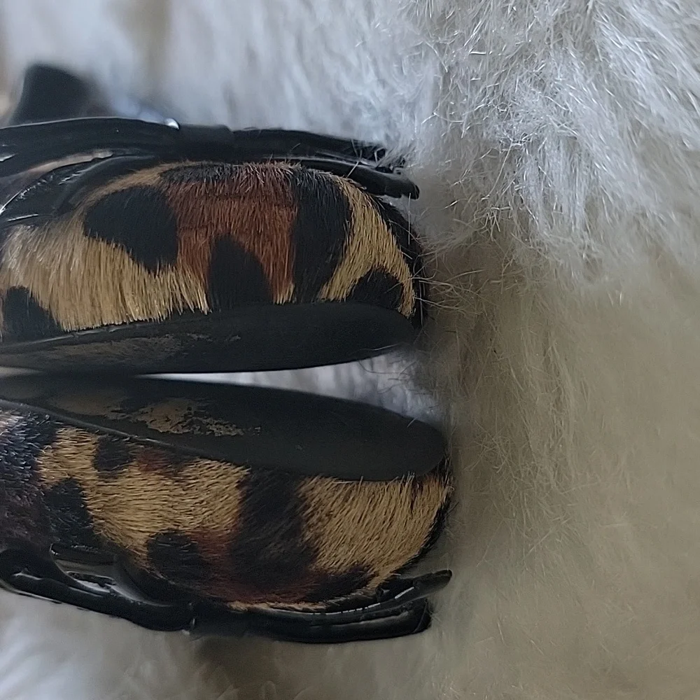 TALBOTS Leopard Printed Calf Hair Bow Slip On Preppy Boho Casual Ballet Flat 5.5